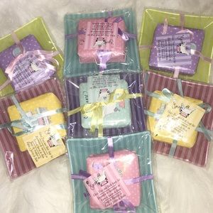 Glass tray and bath soap sets